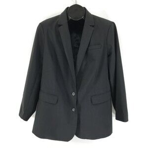 Lands' End Wool Blend 2-Button Blazer Women's Plus Size 20W Black Lined Career